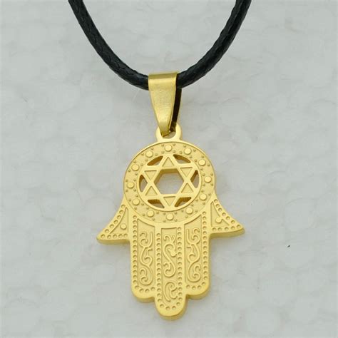 Hamsa With Star Of David Gold Plated Pendant Necklace Mezuzah Master