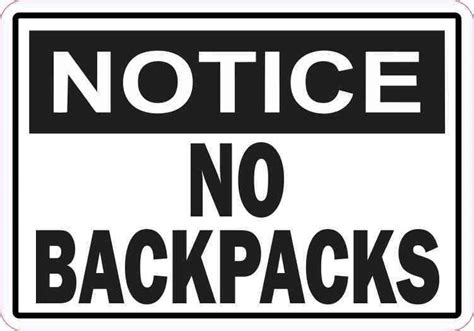 5in X 35in Notice No Backpacks Sticker Lettering Stickers Words