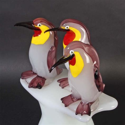 Murano Glass Zanella Huge Sculpture 3 Penguins Approx 1980 90 Discover