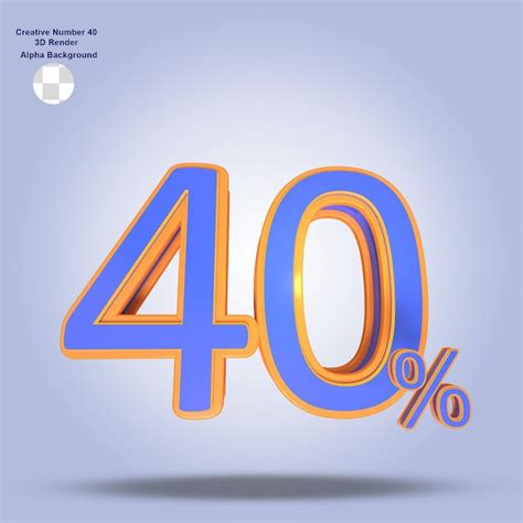 Premium Psd 3d Rendering Percentage Number 40