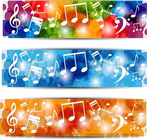 Free Bright Music Banners With Musical Notes Backgrounds Vector 01