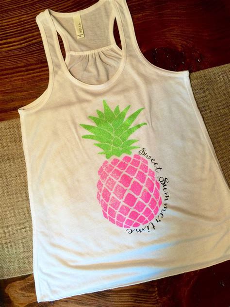 Do you like nautical themed things? Sweet Summertime Pink Glitter Pineapple Tank | Diy clothes, Glitter shirt, Cute shirts