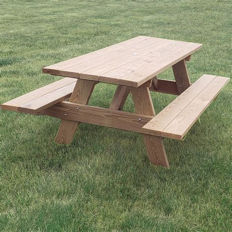 Wooden Picnic Table With Benches 6 Ft