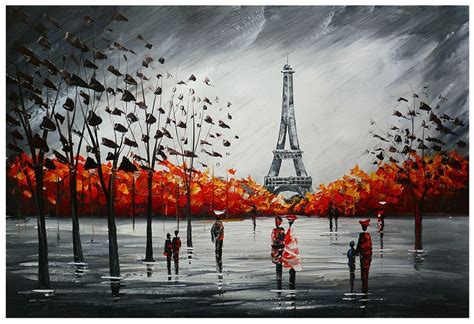 Modern Abstract Paris Cityscape Eiffel Tower Oil Painting Impressionist