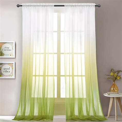 Loyolady Ombre Sheer Curtain For Living Room 84 Inch Long