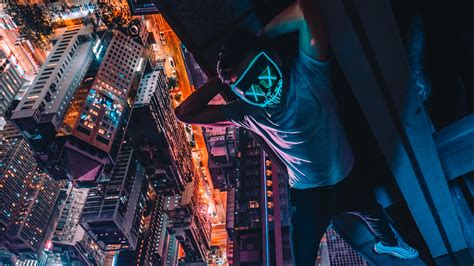 Neon Mask Guy Upside Down Hd Artist 4k Wallpapers