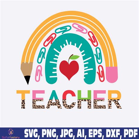 Teacher Rainbow Png Svg Teacher Png Svg Half Leopard Etsy Australia