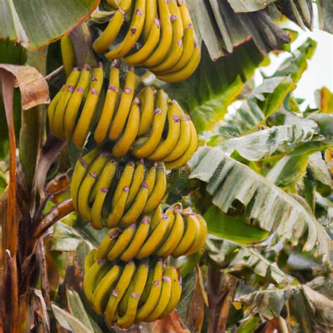 Banana Tree With A Bunch Of Ripe Bananas Stock Image Image Of