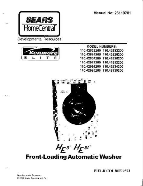 Kenmore Model 110 Washer Manual