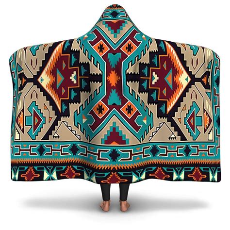 Native American Tribal Pattern Print Hooded Blanket Powwow Store