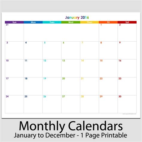Sometimes it is handy to have a calendar for your current month on your cubical wall. 2016 - 12 Month Landscape Calendar - 8 1/2" x 11" | Legacy ...