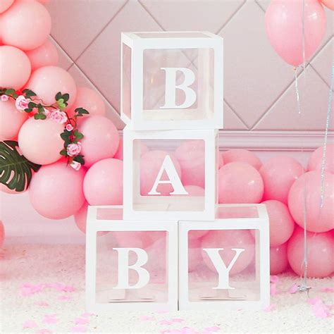 Buy Baby Shower Boxes Party Decorations 4 Pack Transparent Balloons