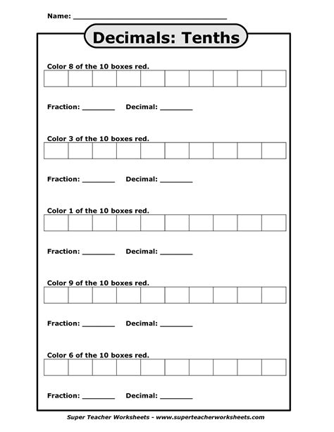 It would be a really good idea for students to have a strong knowledge of addition, subtraction, multiplication and division. 10 Best Images of Write Fractions As Decimals Worksheet - Decimals Tenths and Hundredths ...