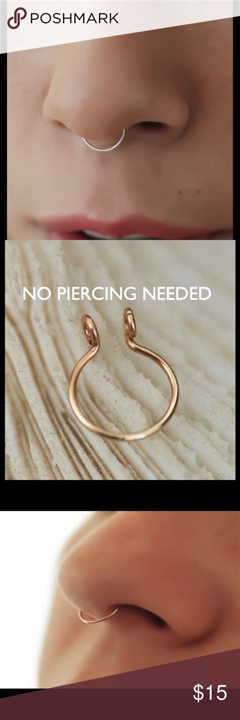 skinny fake septum ring a dainty fake faux septum ring made of either 925 sterling silver 14k