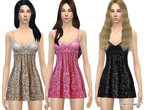 The Sims Resource Glitter Party Dress By Cherryberrysim