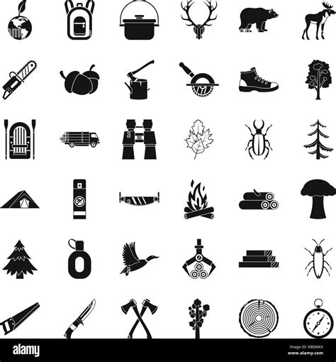Forest Icons Set Simple Style Stock Vector Image And Art Alamy