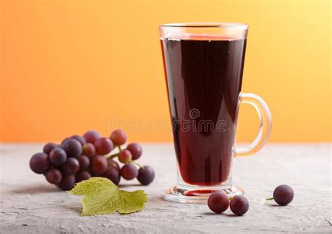 Glass Of Red Grape Juice Isolated On White Background Side View Stock