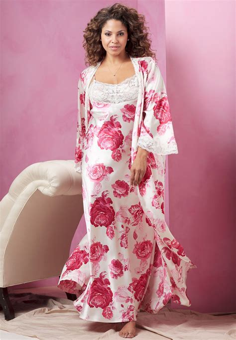 long satin peignoir set by amoureuse® plus size fashion for women plus size sleepwear fashion