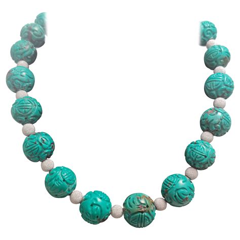 18K Gold Turquoise And Diamond Necklace For Sale At 1stDibs Turquoise