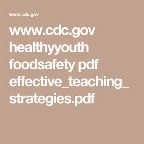 Healthyyouth Foodsafety Pdf Effectiveteachingstrategies