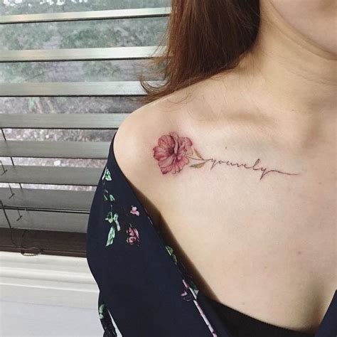 Tatuaje Flor Y Frase Por Hongdam Tatuajes Para Mujeres