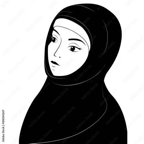 Beautiful Muslim Woman In Hijab On Her Head Asian Muslim Lady Wearing Traditional Hijab Stock