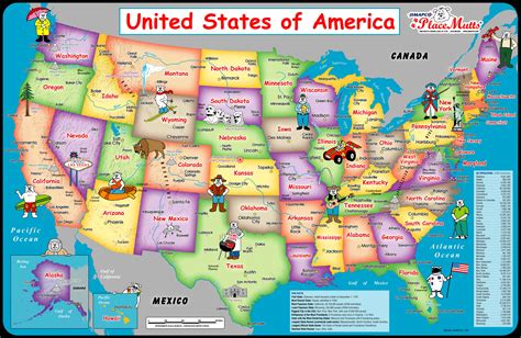 Placemutts® Usa Paper Wall Map For Kids Jimapco States In Usa United