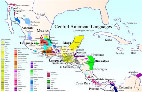 Indigenous Languages Of Central America Language Map Map South