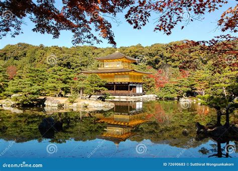 Red Leaf With Golden Pavilion At Kyoto Stock Image Image Of Oriental