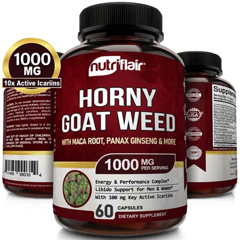 Buy Nutriflair 10x Potent Horny Goat Weed Extract 1000mg Epimedium 10 Percent Icariin With Maca