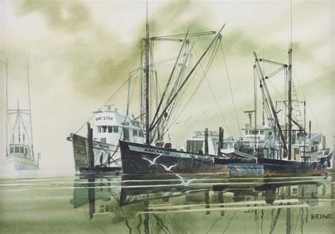 Lot Harry Heine Canadian 1928 2004 Fishing Boats At Dock