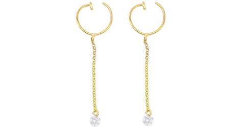 Lily Flo Jewellery Rising Star Naked Diamond Hoop Drop Earrings In