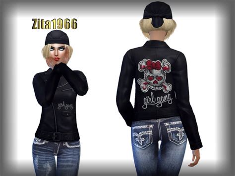 The Sims Resource Girl Gang Leather Jacket Z2