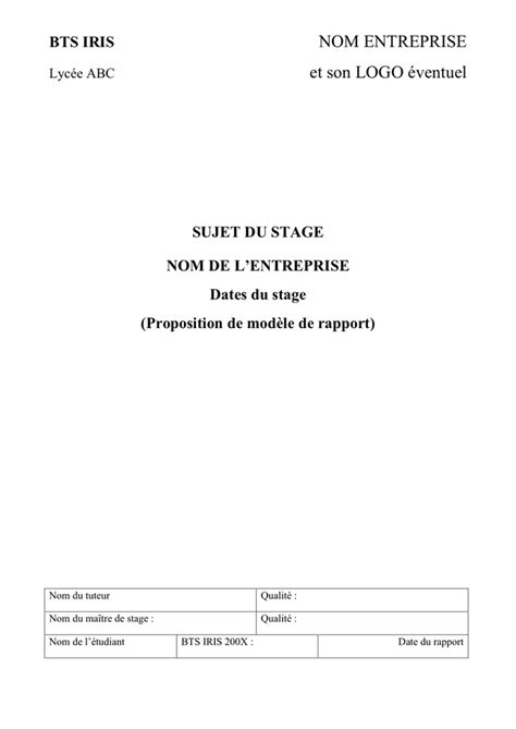 Modelé De Plan Rapport De Stage Doc Pdf Page 1 Sur 15