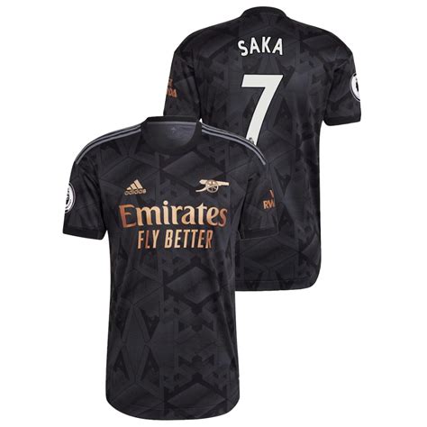 Away 2022 23 Arsenal Bukayo Saka Black Jersey Authentic