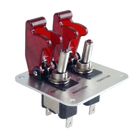 2 Row Safety Cover Aircraft 12v Toggle Switch With Indicator Led Light And Aluminum Plate For Fog