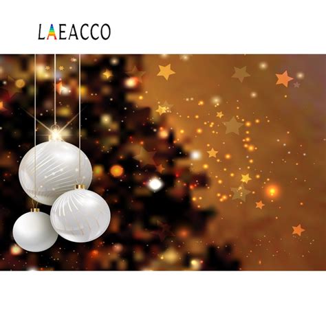 Laeacco Photography Backdrop Christmas Bauble Glitter Pine Star Polka
