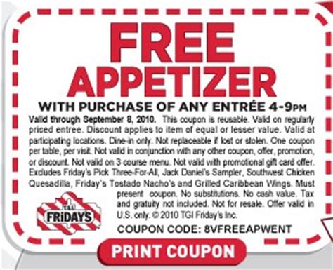 8 ninety nine restaurant & pub coupons now on retailmenot. FREE Appetizer at T.G.I. Fridays | A Proverbs Wife