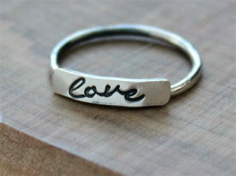 Personalized Silver Name Ring Stacking Ring Initial Or Word Ring Love
