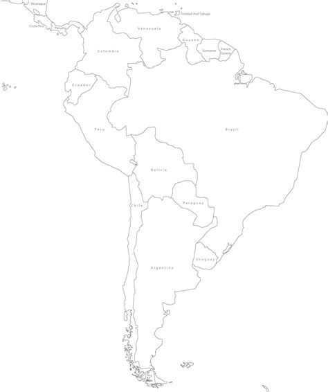 Full Page Blank Map Of South America