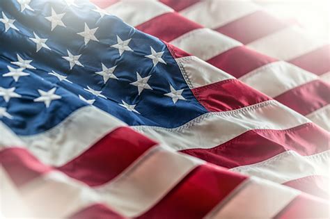 Usa Flag American Flag American Flag Blowing In The Wind Stock Photo
