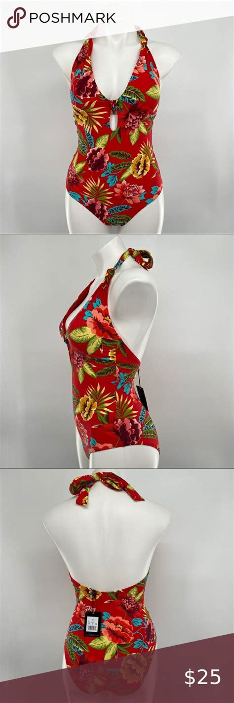 Sunn Lab Swim Red Floral 1pc Swimsuit Nwt Swimsuits Red Floral