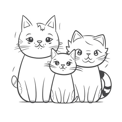 Desenho De Uma Ilustração Esboço Três Gatos Vetor Png Desenho De Gato Desenho De Asa Desenho