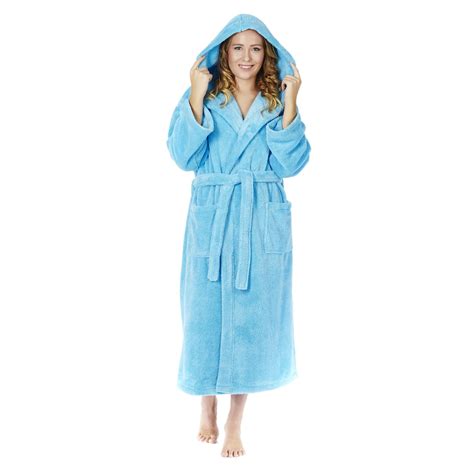 Arus Marketing Womens Hooded Premium Fleece Full Length Bathrobe