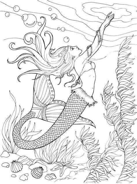 Mermaids Coloring Book Adultcoloringbookz