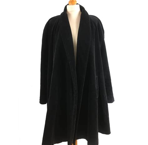 Vintage Long Black Velvet Swing Coat 20 22 Pockets No Etsy Swing