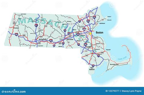 Massachusetts State Interstate Map Royalty Free Stock Photography