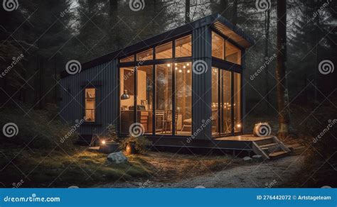 Modern Tiny House In Forest Barnhouse Cozy Realistic Al Generated