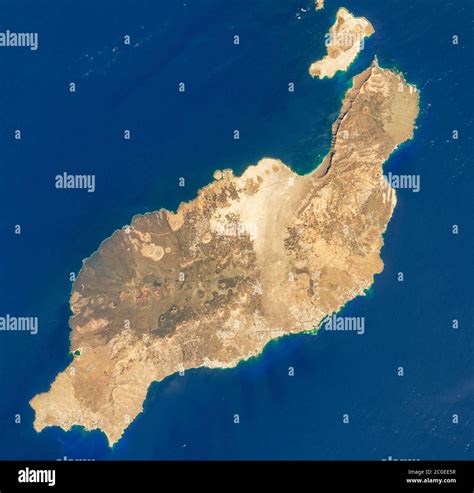 Satellite View Of Lanzarote Canary Islands Spain Off The