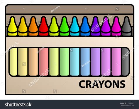 Box Crayons 12 Colors Shown Fronton Stock Vector Royalty Free
